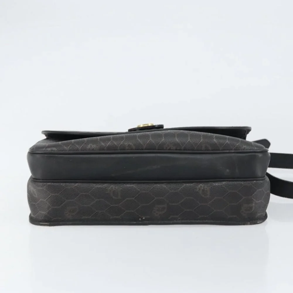 Authentic Christian Dior Honeycomb Canvas Shoulder Bag PVC Black Gold - Picture 12 of 16